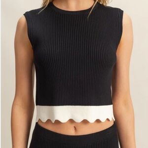 ZARA Scallop Edge Knit Top